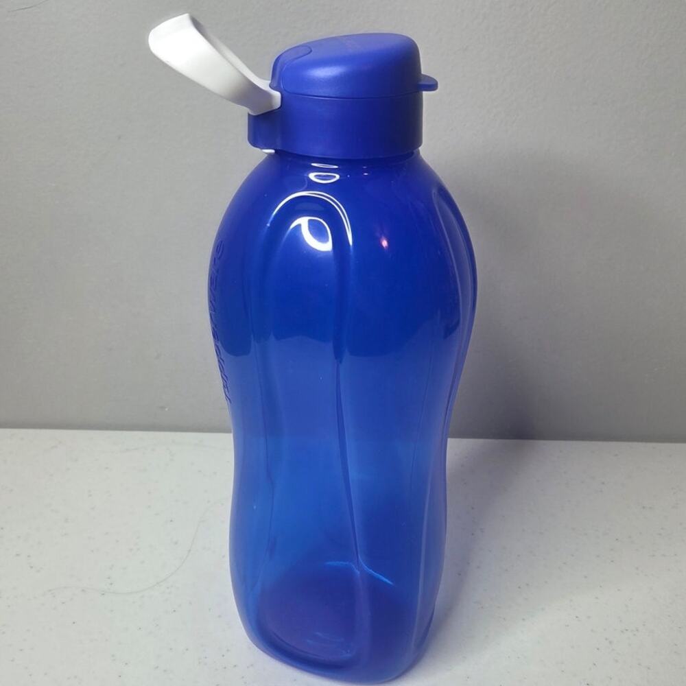 Tupperware Silhouette Water Bottle 2L with Handle Flip Top Seal - Blue New